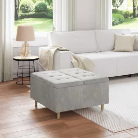   vidaXL Tároló oszmán párnával Világosszürke 80 x 80 x 45 cm Bársony