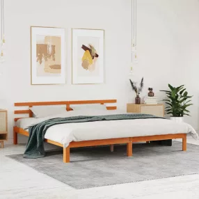   Ágykeret Faggyú barna 203.5 x 205.5 x 69.5 cm Tömör fenyőfa