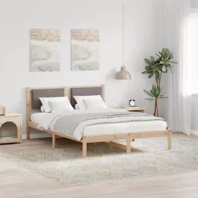   Ágykeret fejtámlával Tópszínű 135 x 190 cm Tömör fenyőfa