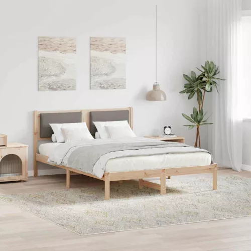 Ágykeret fejtámlával Tópszínű 135 x 190 cm Tömör fenyőfa