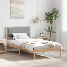   Ágykeret fejtámlával Világosszürke 90 x 200 cm Tömör fenyőfa