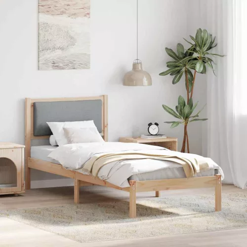 Ágykeret fejtámlával Világosszürke 80 x 200 cm Tömör fenyőfa