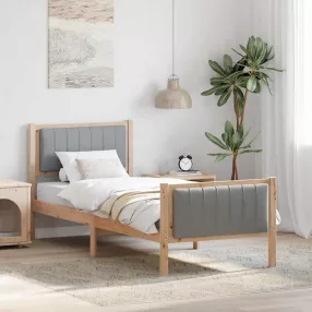   Ágykeret Barna és világosszürke 80 x 200 cm Tömör fenyőfa