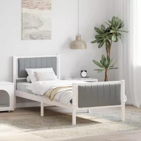   Ágykeret Fehér és világosszürke 80 x 200 cm Tömör fenyőfa