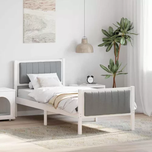 Ágykeret Fehér és világosszürke 80 x 200 cm Tömör fenyőfa
