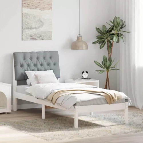 Ágykeret Kárpitozott Fejtámlával fejtámlával Fehér 75 x 190 cm