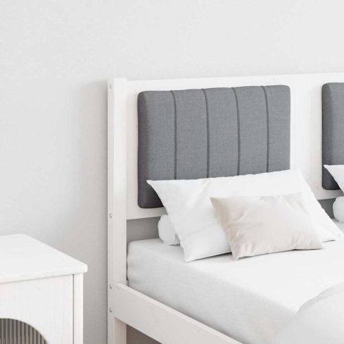 Kárpitozott fejtámla fejtámlával Fehér 120 cm Tömör fenyőfa