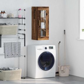   Fali szekrény Öreg fa 34,5 x 34 x 90 cm Műanyag Fa és Üveg