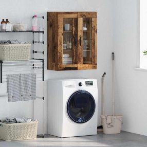   Fali szekrény Öreg fa 69,5 x 34 x 90 cm Műanyag Fa és Üveg