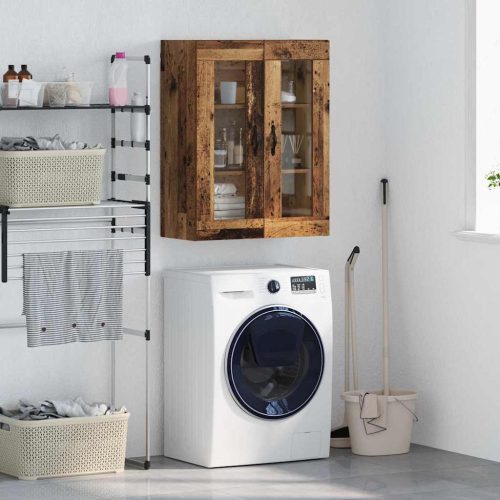 Fali szekrény Öreg fa 69,5 x 34 x 90 cm Műanyag Fa és Üveg