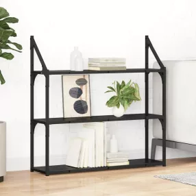 Falpolc polcokkal Fekete tölgy 80 x 21 x 78,5 cm Faanyag