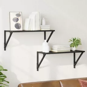 Falpolcok 2 pcs Fekete tölgy 60 x 25 x 25,5 cm Faanyag