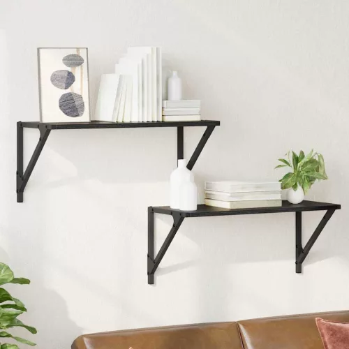 Falpolcok 2 pcs Fekete tölgy 60 x 25 x 25,5 cm Faanyag