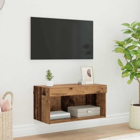   TV szekrény LED -es lámpákkal Öreg fa 60 x 30 x 30 cm Faanyag