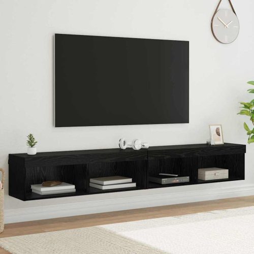 TV Fali Szekrények Panama 2 pcs Fekete tölgy 100 x 30 x 30 cm