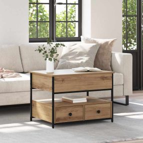   Dohányzóasztal fiókkal kézműves tölgy 70x50x50cm Faanyag