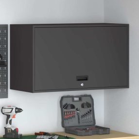   Fali szekrény a garázsba Fekete 90 x 40 x 53 cm Porfestett acél