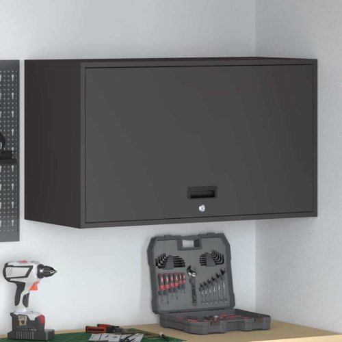 Fali szekrény a garázsba Fekete 90 x 40 x 53 cm Porfestett acél