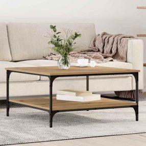 Dohányzóasztal kézműves tölgy 80 x 80 x 40 cm Faanyag