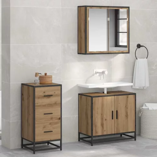 Széf fiókkal kézműves tölgy 35.5 x 35 x 76 cm Faanyag