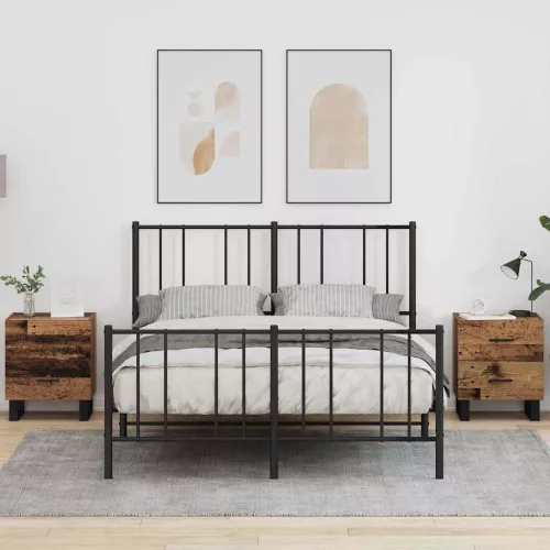 Éjjeliszekrény 2 pcs Régi fa és fekete 40 x 35 x 47,5 cm