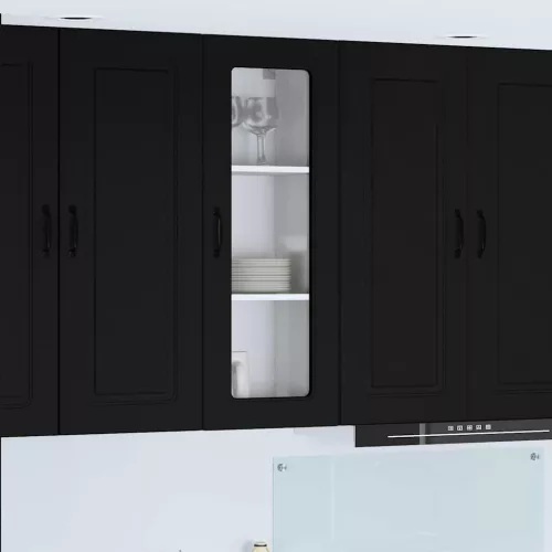 Fali konyhaszekrény polcokkal Fekete 40 x 31 x 100 cm Faanyag