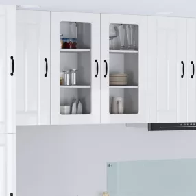   Konyhaszekrény 2 pcs Magas Fényű Fehér 40 x 31 x 80 cm Faanyag
