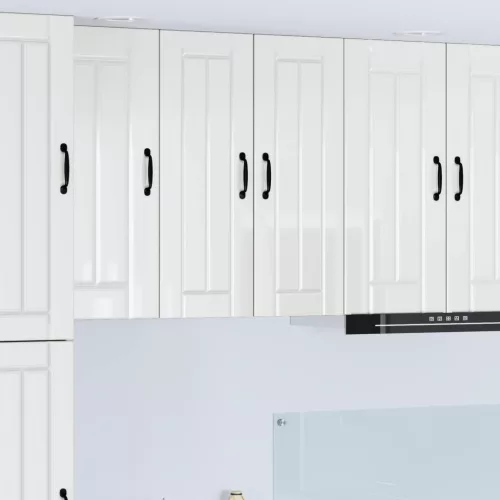 Konyhaszekrény 2 pcs Magas Fényű Fehér 30 x 31 x 80 cm Faanyag