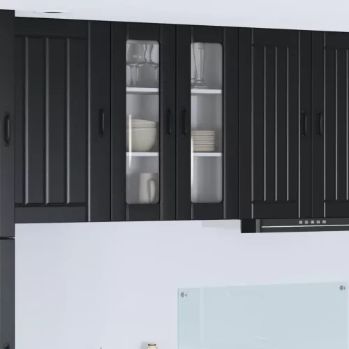 vidaXL Mosogatógép panel Lucca Fekete 60 x 31 x 80 cm Szerelt Fa