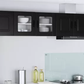   Konyhaszekrény polcokkal 2 pcs Fekete 40 x 31 x 40 cm Faanyag