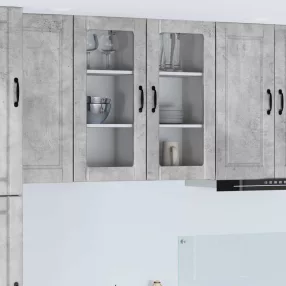   vidaXL Mosogatógép panel 2 pcs Beton Szürke 40 x 31 x 80 cm Faanyag