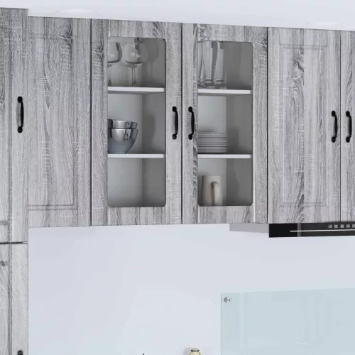 vidaXL Mosogatógép panel 2 pcs Szürke Sonoma 40 x 31 x 80 cm Faanyag
