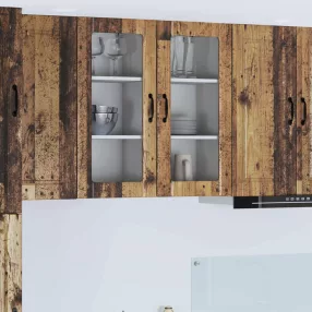   Konyhaszekrény polcokkal 2 pcs Öreg fa 40 x 31 x 80 cm Faanyag
