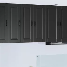   Konyhaszekrény polcokkal 2 pcs Fekete 30 x 31 x 80 cm Faanyag