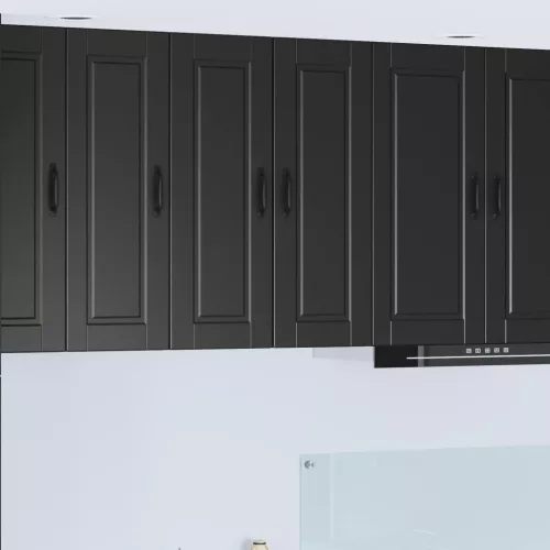 Konyhaszekrény polcokkal 2 pcs Fekete 30 x 31 x 80 cm Faanyag
