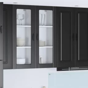 Konyhaszekrény polcokkal Fekete 40 x 31 x 100 cm Faanyag