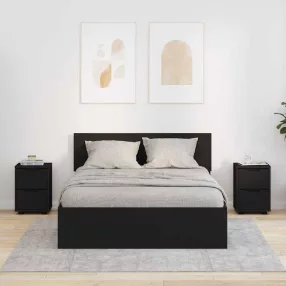   Éjjeliszekrények fiókkal 2 pcs Fekete 30,5 x 30 x 43 cm Faanyag