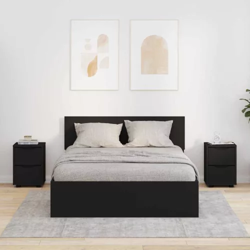 Éjjeliszekrények fiókkal 2 pcs Fekete 30,5 x 30 x 43 cm Faanyag