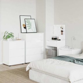   Tárolószekrény Magas Fényű Fehér 60 x 48 x 81 cm Faanyag