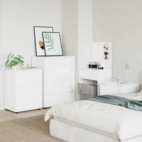 Tárolószekrény Magas Fényű Fehér 60 x 48 x 81 cm Faanyag