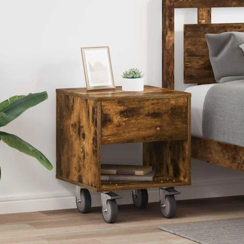 Éjjeli asztal 2 pcs Füstölt tölgy 40,5 x 40 x 48 cm Faanyag