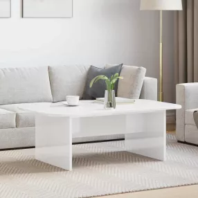   vidaXL Dohányzóasztal Magas Fényű Fehér 93 x 53 x 33 cm Faanyag