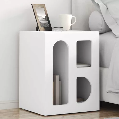 Éjjeli asztal 2 pcs Fehér 40 x 35 x 50 cm Faanyag