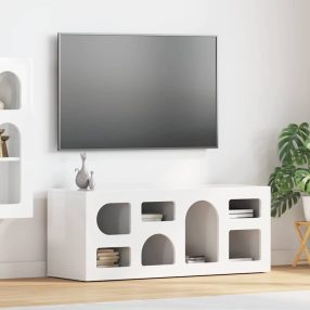 TV szekrény Magas Fényű Fehér 100 x 35 x 40 cm Faanyag