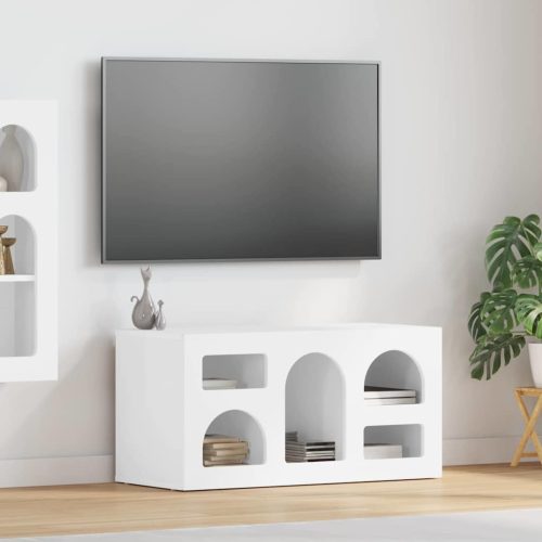 TV szekrény Magas Fényű Fehér 80 x 35 x 40 cm Faanyag