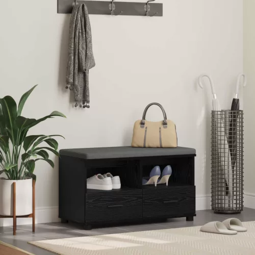 Előtér pad párnával fiókkal Fekete tölgy 80 x 38 x 46 cm