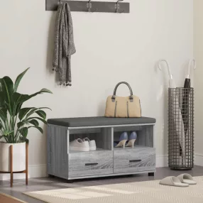   Előtér pad párnával fiókkal Szürke Sonoma 80 x 38 x 46 cm