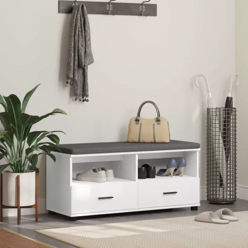Előtér pad Fehér 100 x 38 x 46 cm Fűrészpor és Kárpit Anyag