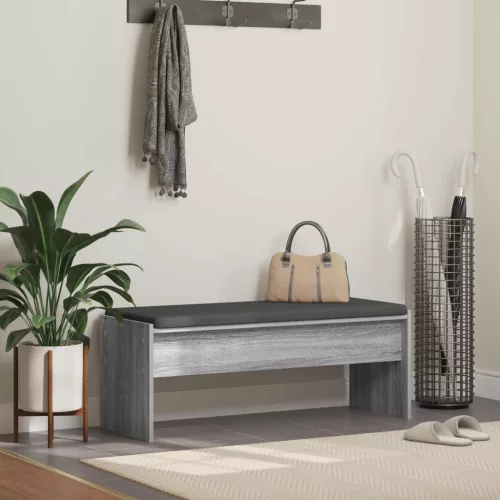 vidaXL Előtér pad párnával Szürke Sonoma 103 x 38 x 40 cm