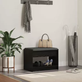   vidaXL Előtér pad Fekete Tölgy 63 x 38 x 45 cm Műanyag Fa és Szövet
